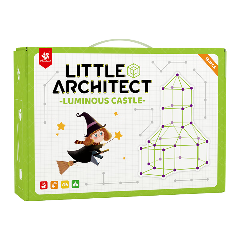 Pinwheel Little Constructor Children's Building Blocks Toy Educational Assembly Large Castle Construction Set for Boys, Glow-In Castle