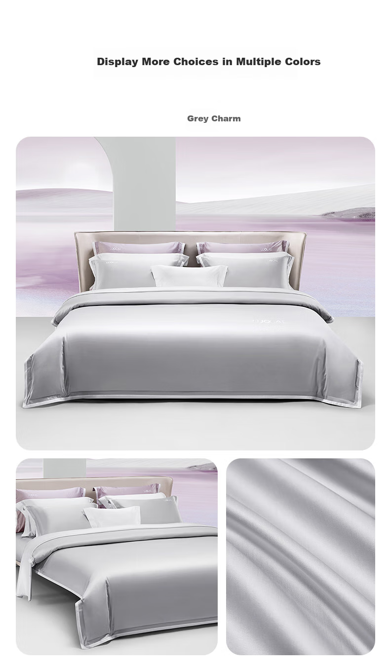 LUOLAI Home Textiles, Pure Cotton Bedding Set of Four Pieces, 100 Count Egyptian Cotton, Luxury Bed Sheet And Duvet Cover Set for Double Bed, 220*250 4