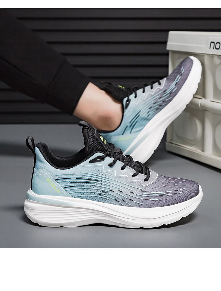 Warrior Men's Sports Shoes 2026 Summer New Soft Sole Lightweight Trendy Running Shoes Black Light Blue Size 39 (245mm) 8