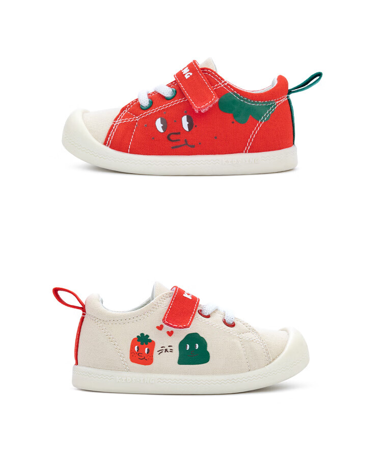 Kids.ing Cadix Baby Canvas Shoes, Spring Children's Girls' Soft-Soled Toddler Strawberry Shoes, Comfortable Cloth Shoes, Red, Size 26 14