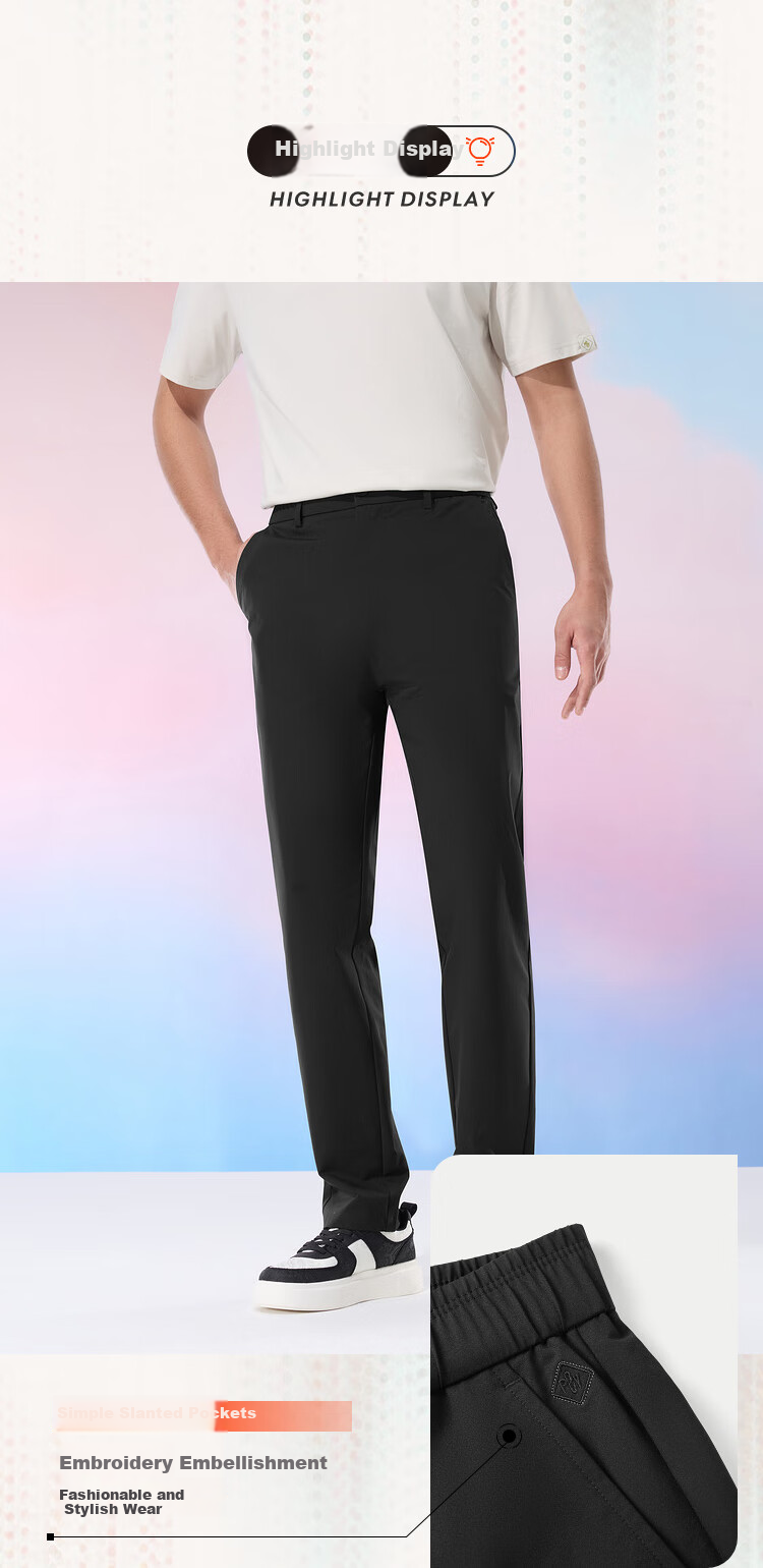 HLA Casual Pants for Men, 25POWERYOUNG Series, Slim-Fit Trousers, Spring Style HKCAW1J028A 2