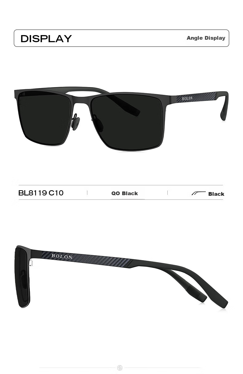 BOLON Polarized Fishing Glasses, Square Frame Sunglasses for Driving And Outdoor Activities, Men's Sunglasses BL8119 C10 1