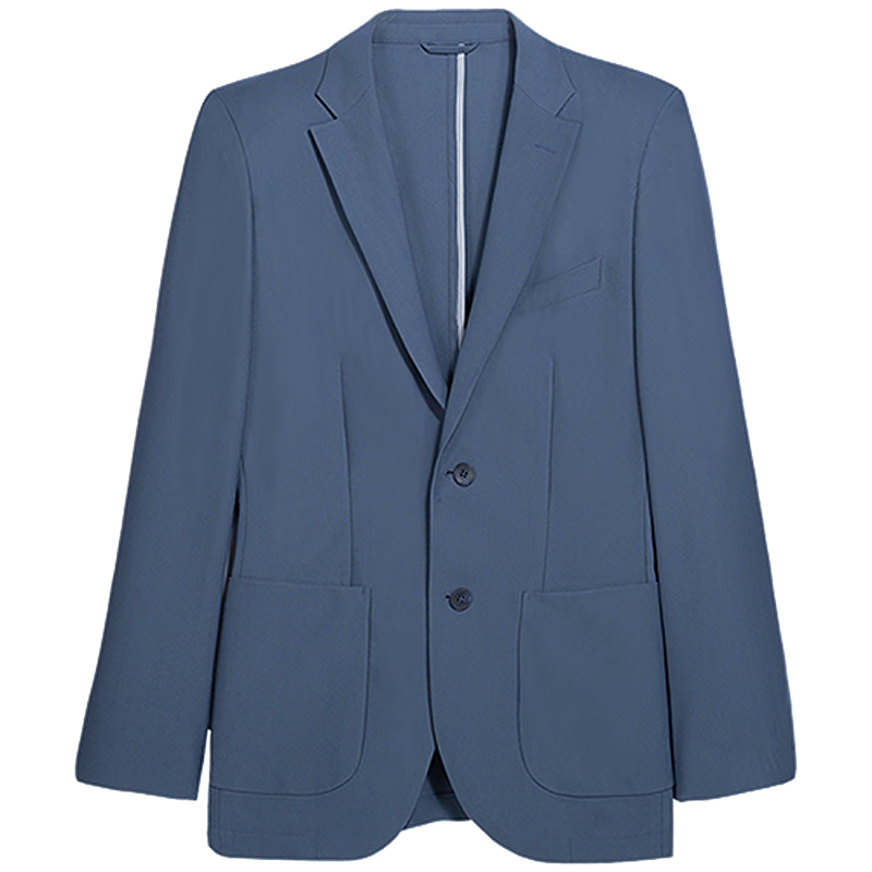Goldlion [Stretch Breathable] Spring Summer Men's Single-Breasted Slim Fit Business Casual Blazer Jacket Gray Blue 48A