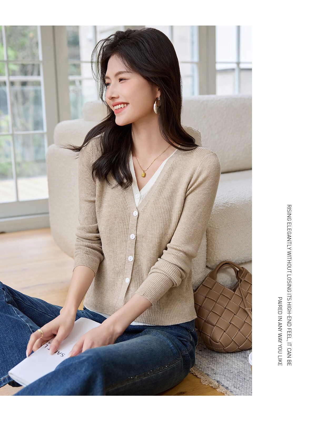 Taxiang Women's Knitted Cardigan with Two-Piece Design for Spring And Autumn, Sweater Cardigan T43Z006 10