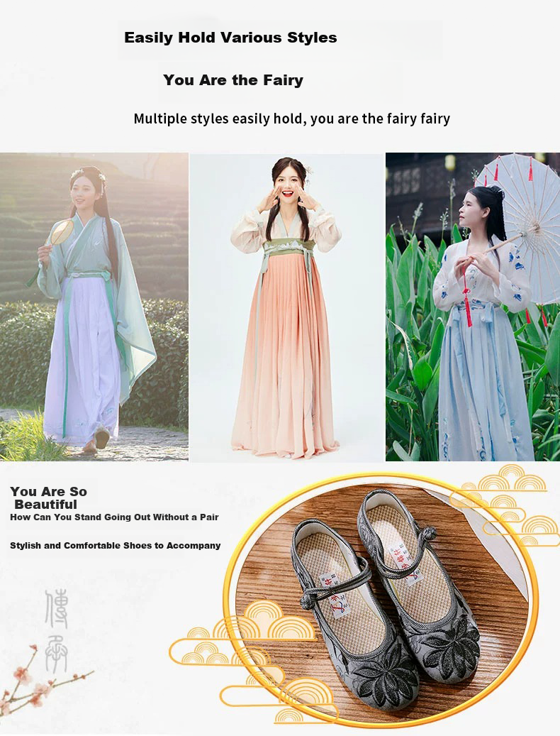 Weizhi Embroidered Shoes for Women, Flat Slip-On, Chinese-Style Hanfu Shoes, Ethnic Style, Old Beijing Cloth Shoes, Mom Shoes, Size 39 3