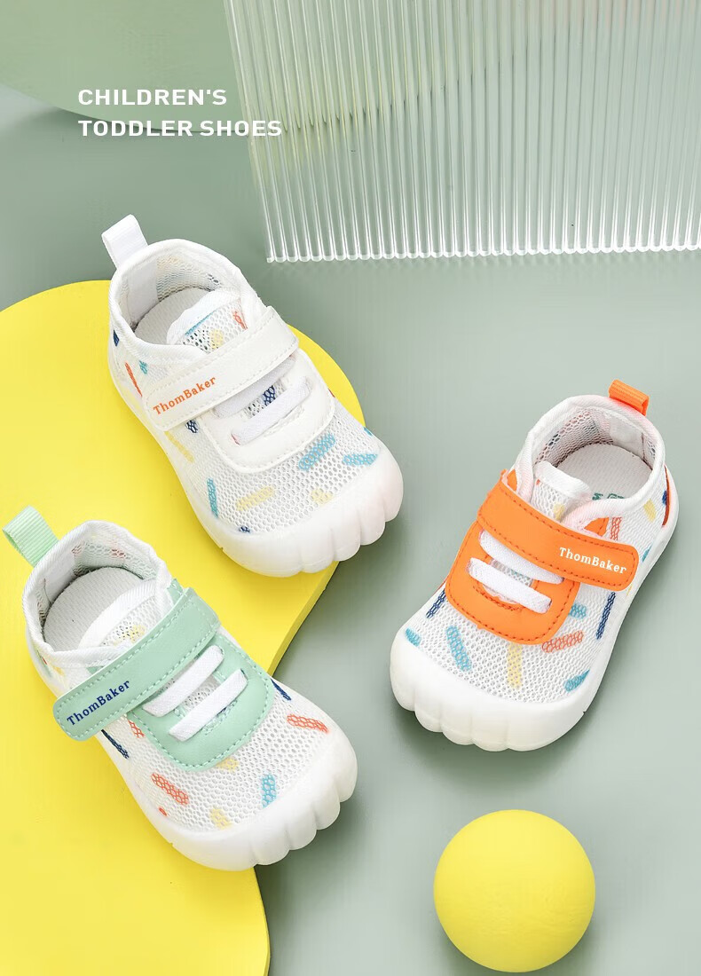 ThomBaker Baby Boy Walking Shoes, Mesh Shoes, Infant Shoes, Spring And Summer Thin Style, Soft Sole, Non-Slip, for Girls Aged 0-1 Years Old, Moon Blue, Size 19 1