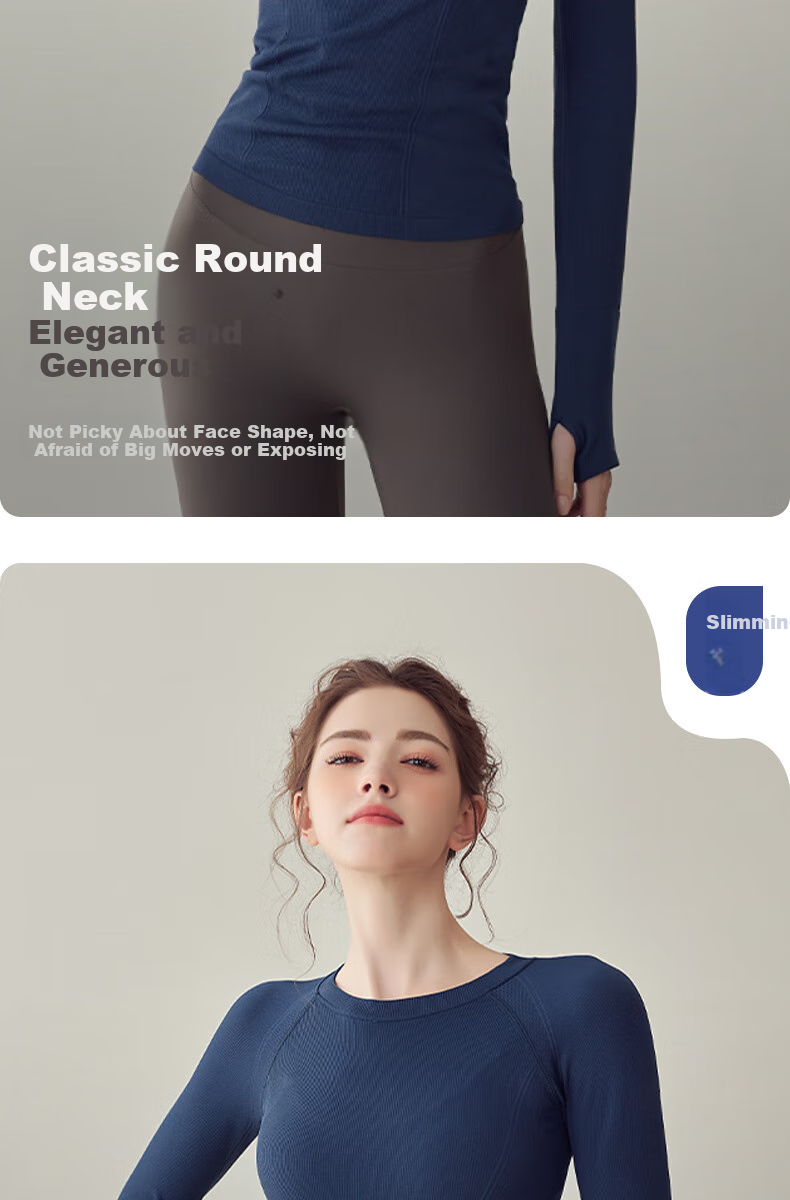 XUEXIMAN Yoga Top for Women, Spring And Autumn Style, Seamless High-Elastic Slimming Sports Long Sleeve, Running Quick-Dry Training Pilates T-Shirt 6