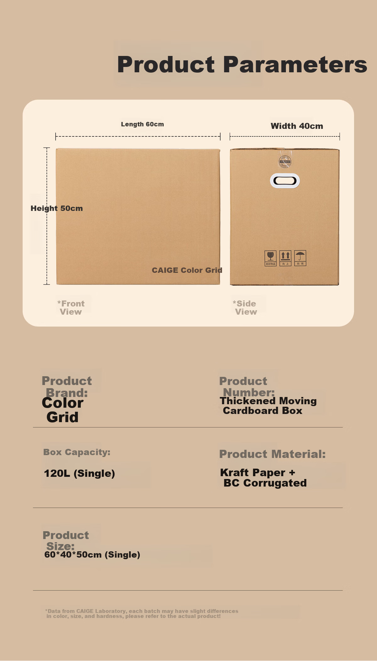 Caige Moving Cardboard Boxes, Packing Boxes, Storage Boxes, Shipping Boxes, Thick Paper Shell Boxes, Large Moving Boxes, Moving Helper Cardboard Boxes with Handles, 60*40*50cm 9