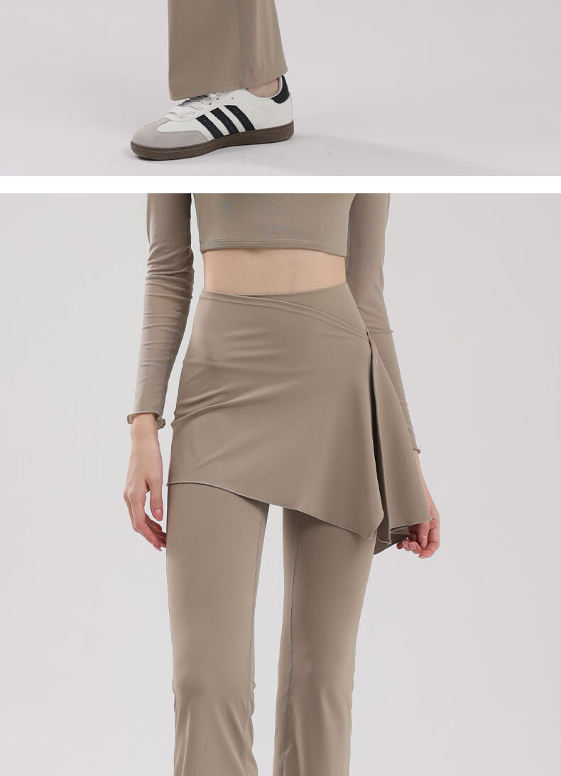 XUEXIMAN Two-Piece Set, Skirt And Yoga Pants for Women, Spring And Autumn New Style, Butt-Lifting Pilates Training Sports, Slightly Flared Wide-Leg Fitness Pants 17