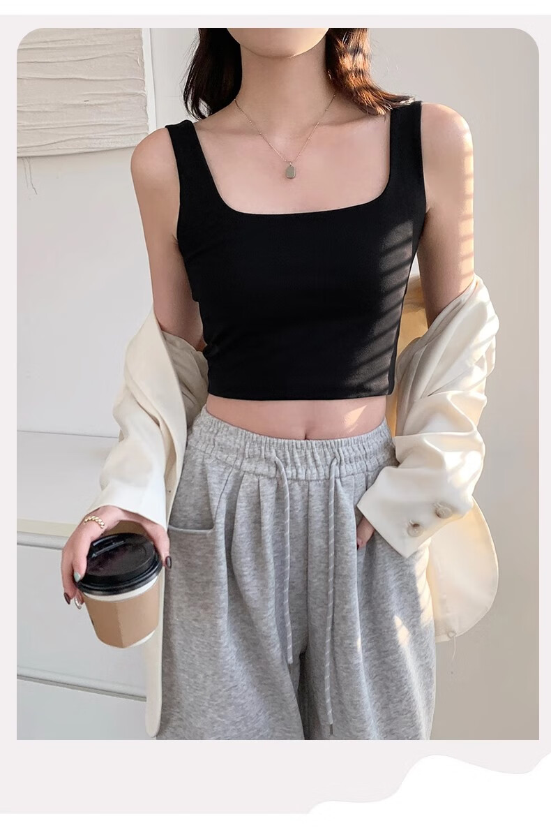 NOMe Square Neck Camisole Tank Top for Women, Basic Summer Outerwear and Innerwear, White, Regular Fit, 2XL 2