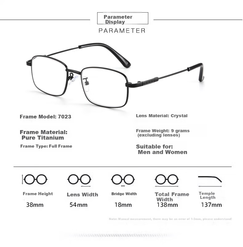GOGOSOON Titanium Frame Crystal Reading Glasses for Men, Pure Natural Crystal Stone Glasses, High-Definition Ultra-Light, High-End Titanium Frame Vintage Gold 9