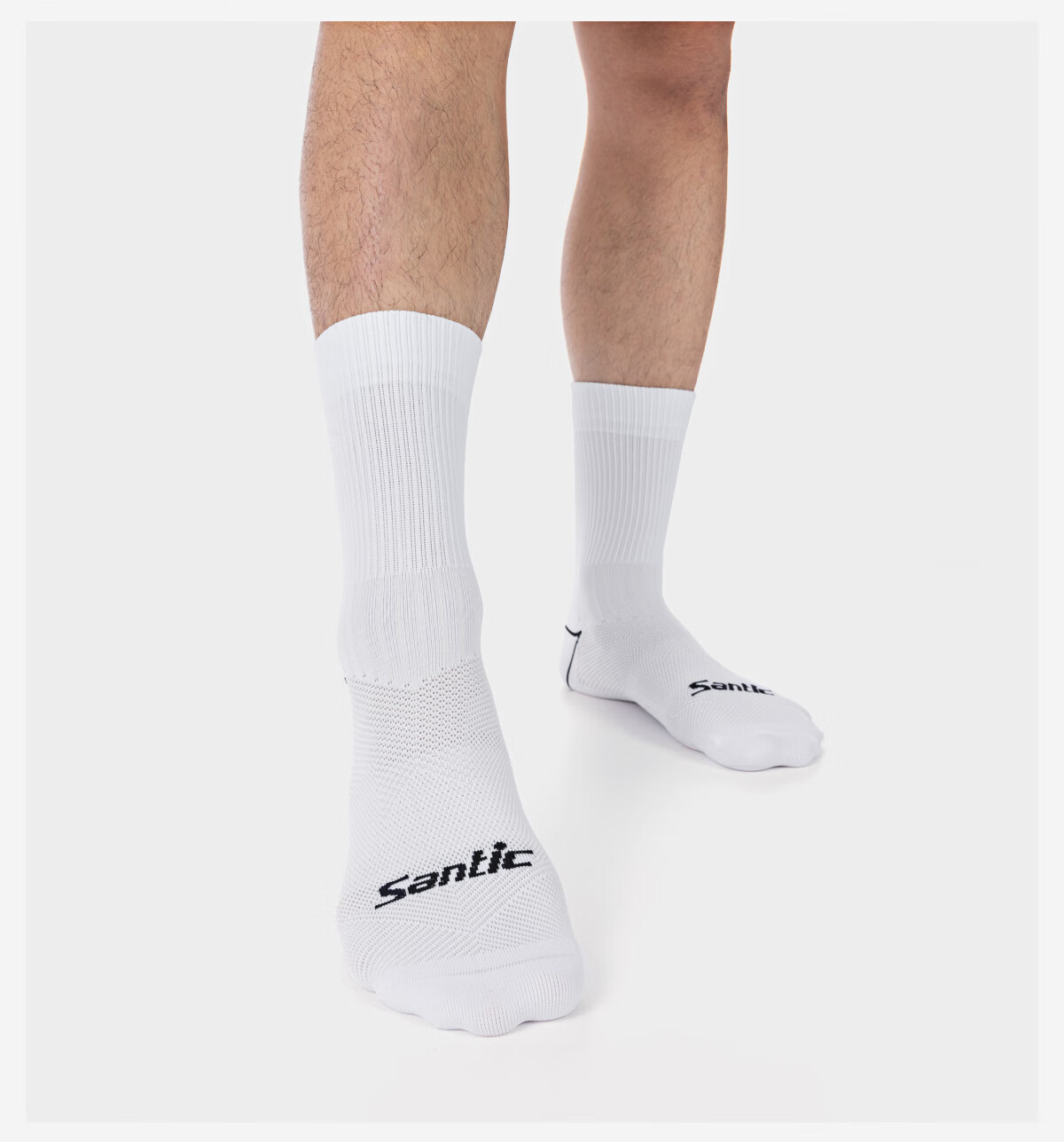 Santic Reflective Cycling Socks Breathable Sweat-Wicking Outdoor Sports Socks Qimen Black L/XL 13