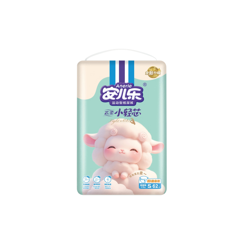 Anerle [No Melamine Detected] Soft Core Light Diapers M58 Pieces (6-11kg), Gentle And Skin-Friendly Disposable Diapers