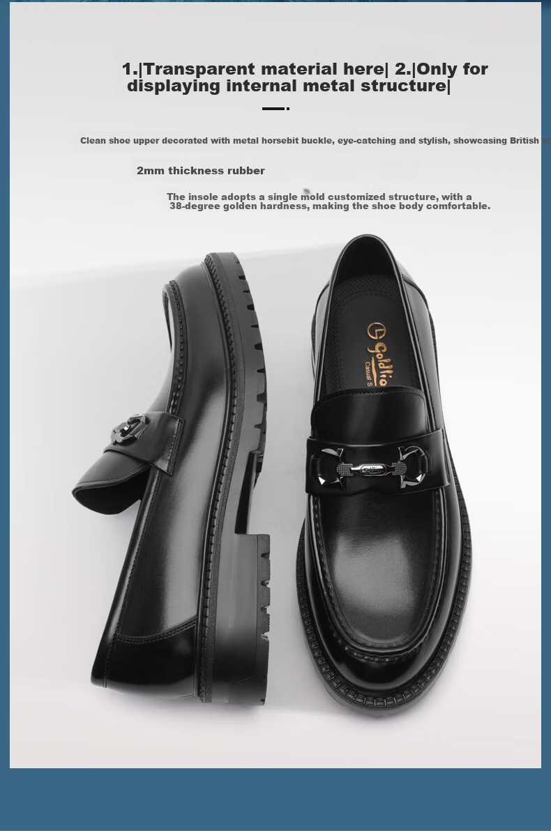 Goldlion Men's Loafers, Stylish Leather Shoes, Comfortable Slip-On Business Casual Shoes G550330512AAA Black Size 41 2