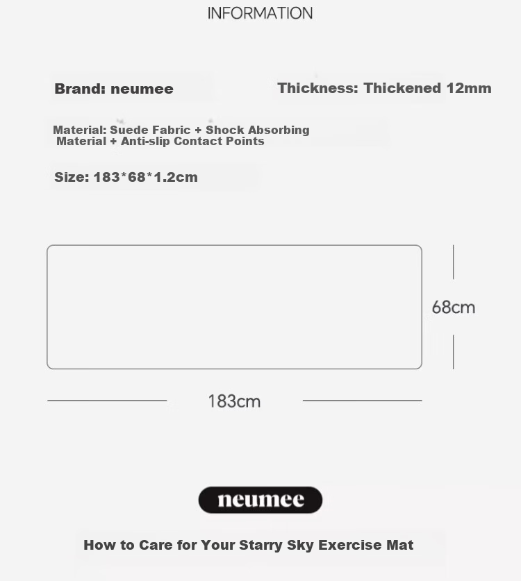Neumee Thickened Non-Slip Exercise Mat with Silicone Touch Points for Men And Women, Fitness Jump Rope, Yoga Shock-Absorbing Lava 20