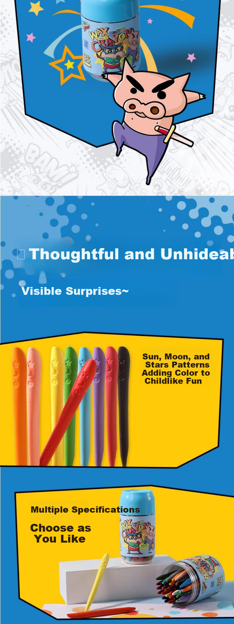Deli 36-Color Crayons, Little Triangular Plastic Crayons (36 Colors/can), Easy-To Can Design, Non-Staining Double-Ended Washable, Children's LB906-36 Art Education Tools, Graduation Gift 7