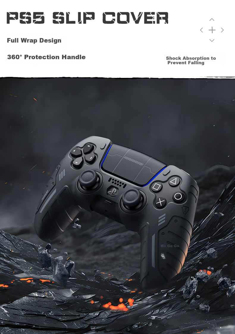 Jemdo Silicone Protective Case for PS5 Controller Slim, Anti-Slip, Sweat-Resistant, Compatible with DualShock Controller, Touch Control Stickers, And Accessories [Mechanical Purple] 11