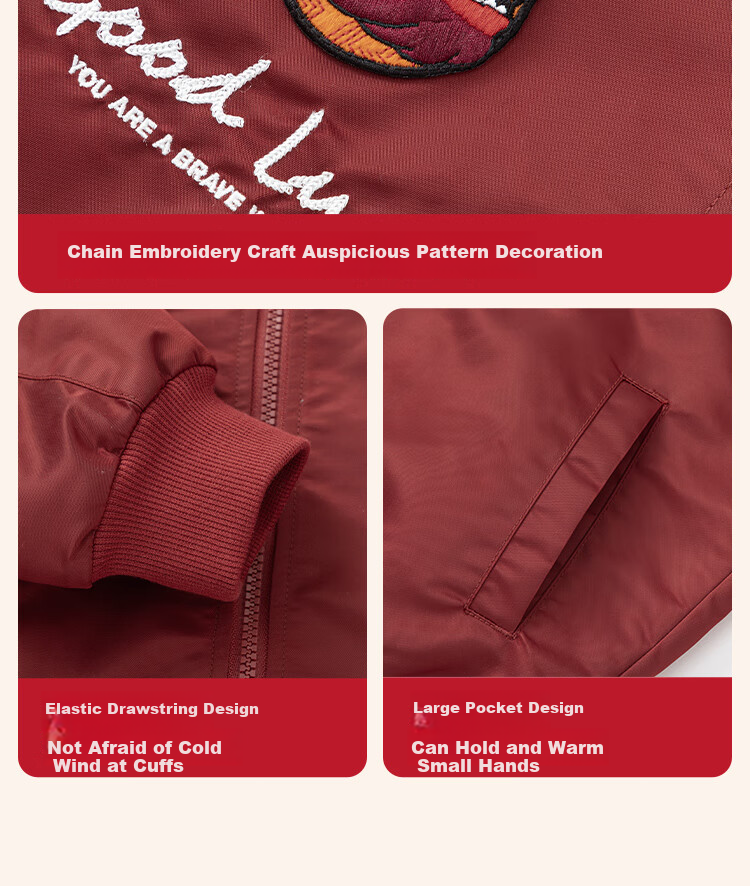 BALABALA Children's Outerwear Boys' Cotton Jacket Spring Coat Waterproof New Year Outfit Flight Suit 209125106101 6