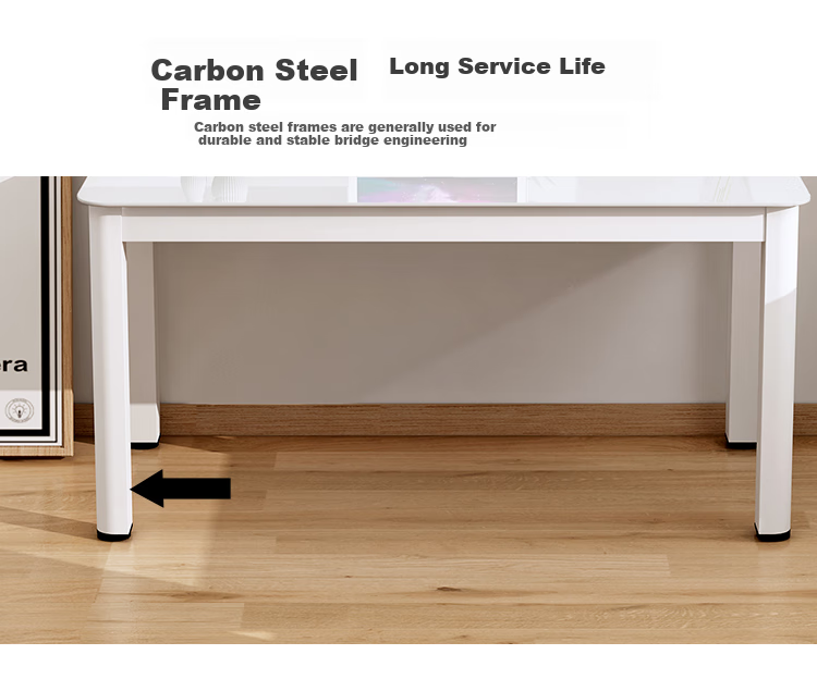 Fanshe Computer Desk, Minimalist Modern Design with Cable Grommet, Glass Desk for Study, Office, Home Use, Dual-Purpose Desk for Dining Room 2