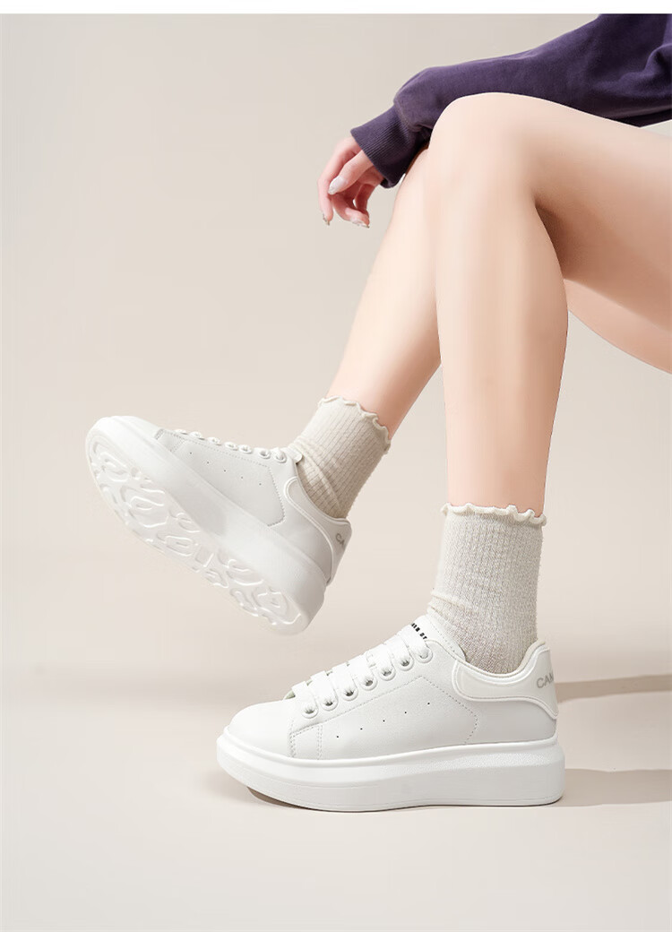 Semir Women's White Sneakers Spring Autumn Height Increasing Casual Shoes McQueen Style SFYM251037 White Black Size 40 8