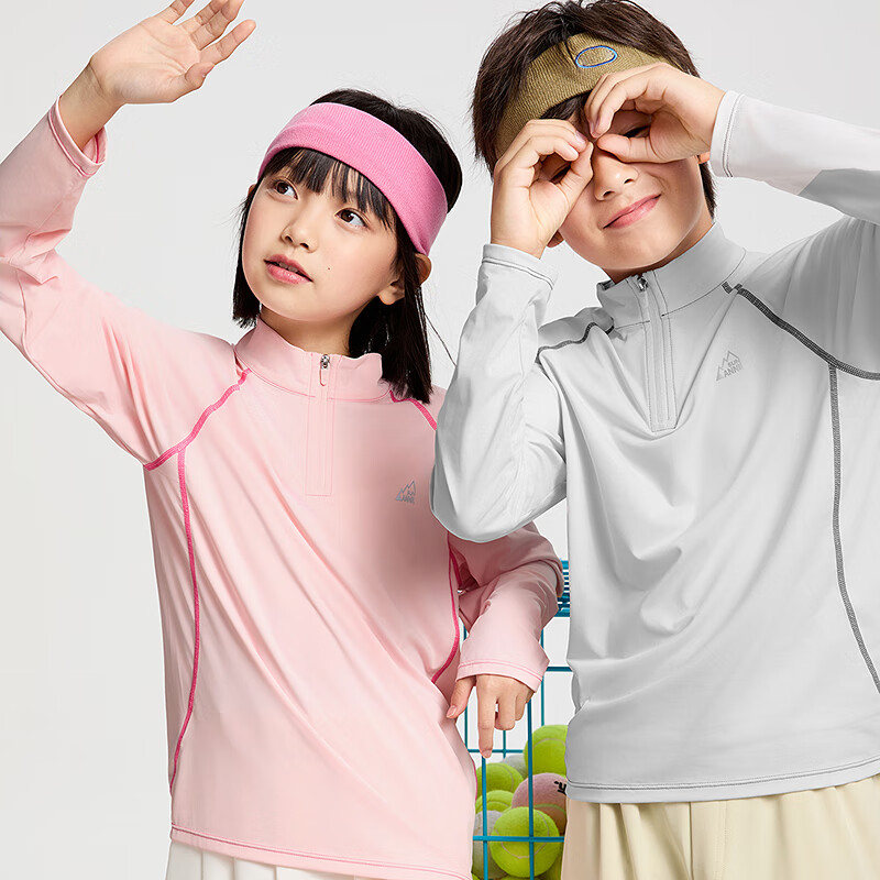 Annil Children's Clothing, Boys And Girls Stand-Collar Long-Sleeve T-Shirt, 2025 Spring New Style, Cherry Blossom Pink, Size 160