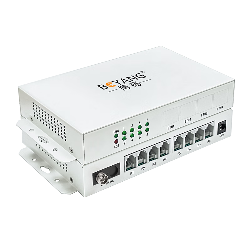 BOYANG Telephone Line Terminal, 8-Channel Pure Telephone Voice, Intercom Audio, Fiber Optic Transmission, FC Interface, 1 Pair, BY-8P