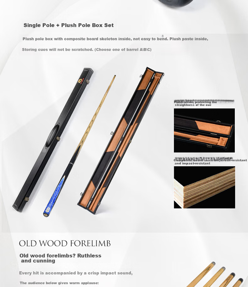 Aomi Xianyan Billiard Cue, Detachable 9.5mm Black 8 Snooker Cue, Small Tip 16 Color Black Eight Ball Cue, Pool Cue 15