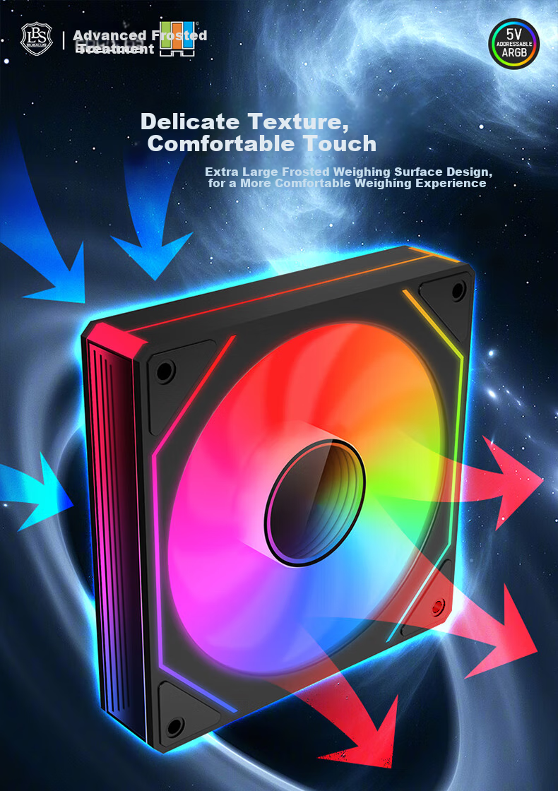 BUBALUS Mirror World Anti-Leaf Reverse ARGB Fan, 12CM Infinite Mirror Colorful Case Cooling Fan, 4PIN PWM Intelligent Temperature-Controlled Speed Adjustable Fa 1