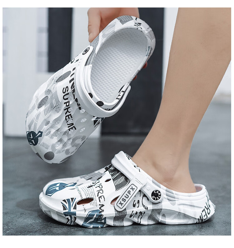 CARTELO Men's Sandals, Summer Hole Shoes, Dual-Use Outdoor And Indoor Slippers, Comfortable Closed-Toe Beach Shoes 14
