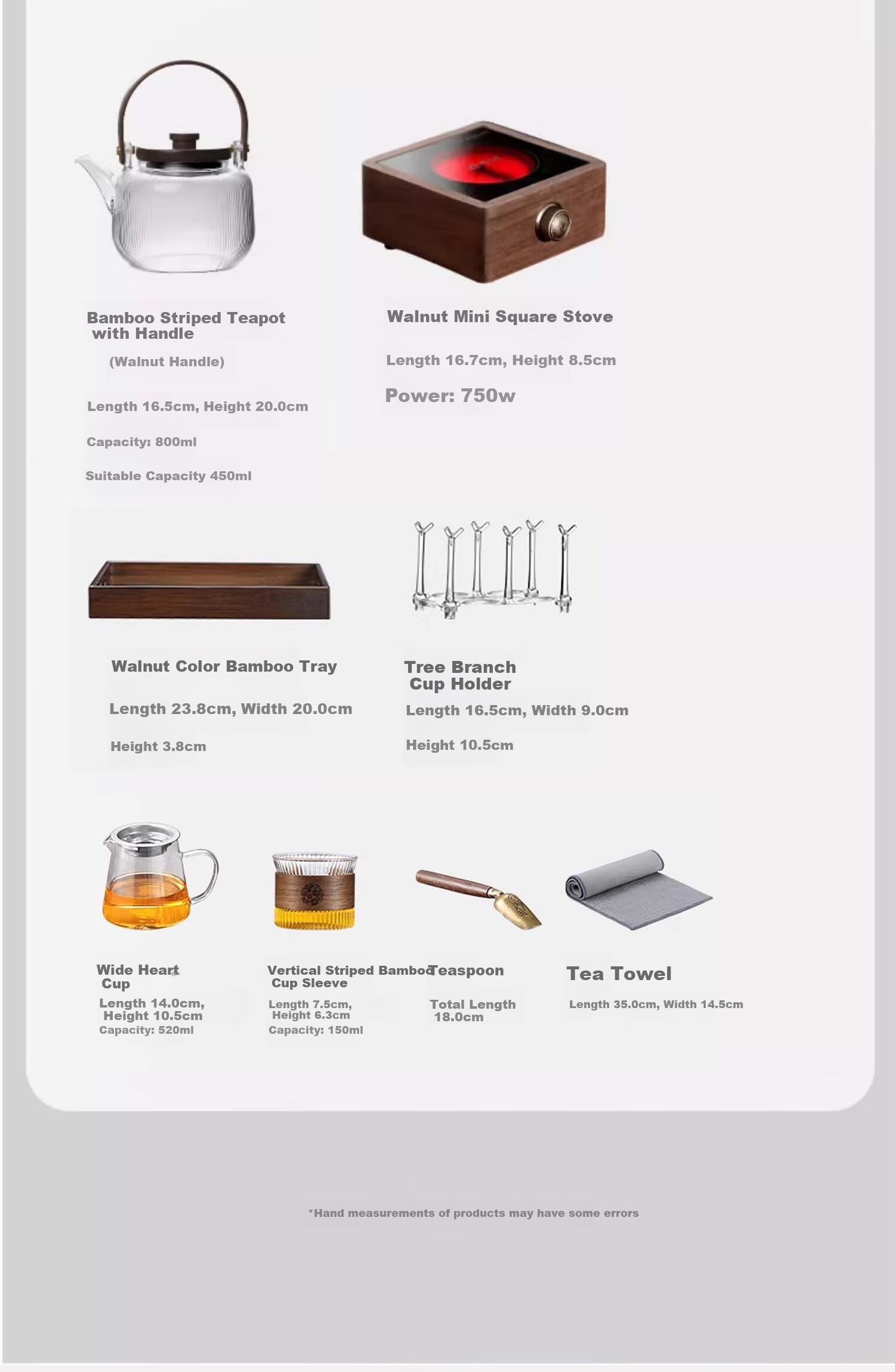 Shangyanfang Walnut Wood Tea Maker, Small Office Single-Person Glass Teapot, Water Kettle, Home Tea Brewing Set 6