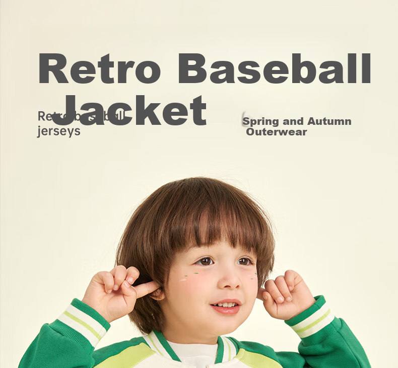 Ciciibear Boys' Baseball Jacket Spring And Autumn Style, Children's Autumn Outerwear, 2024 New Vintage Color-Block Design for Boys 1