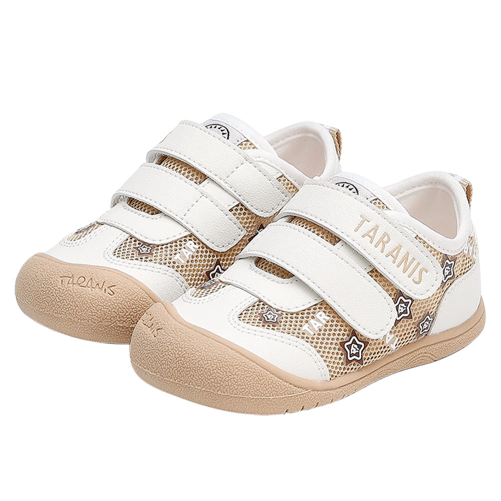 TARANIS Toddler Shoes, Spring Season, for Boys And Girls, Closed-Toe Anti-Kick Sneakers, Non-Slip Functional Shoes, Apricot White, Size 23