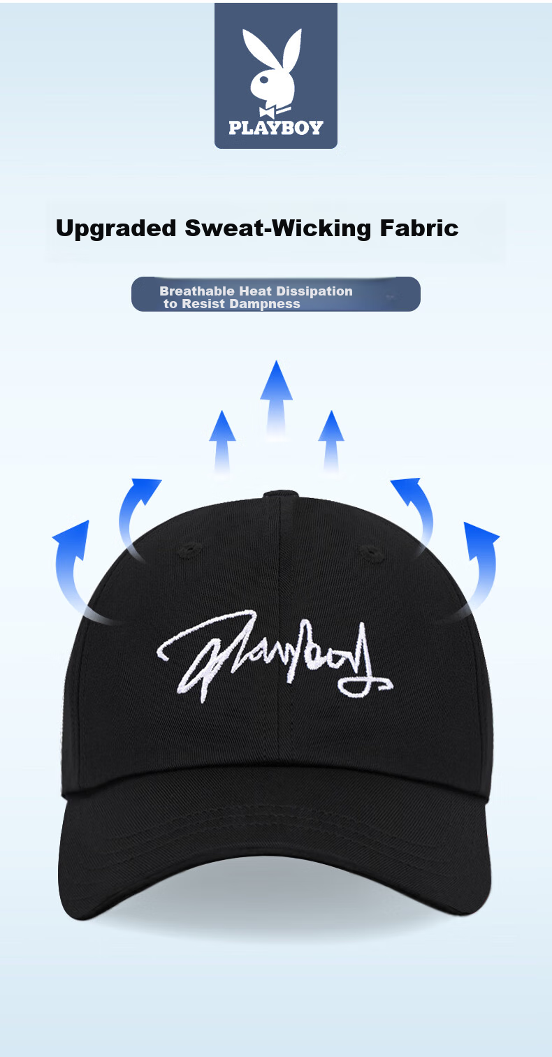 PLAYBOY Men's Spring And Summer Baseball Cap, Breathable Sun Protection Outdoor Hat, Casual Cap for Middle-Aged People in All Seasons 8