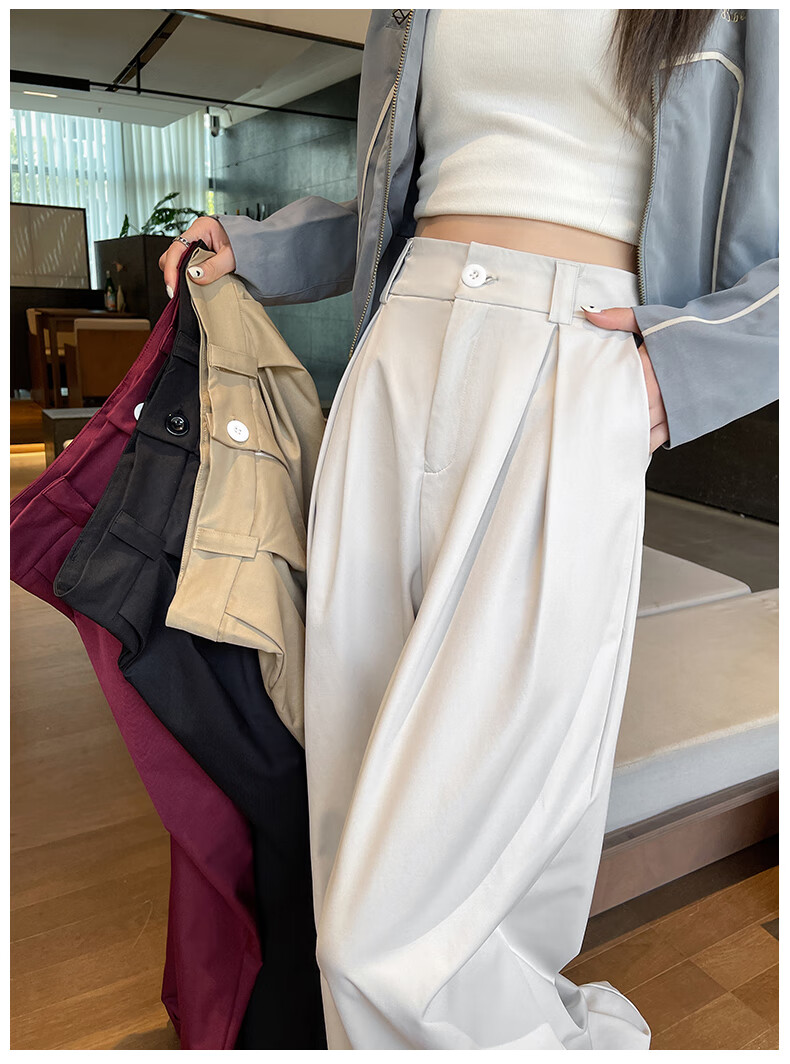 LangSha American-Style Wide-Leg Pants for Women, 2026 Spring/summer, High-Waisted Slimming Trousers, Suit Pants Style, Casual Pants for Wome 16