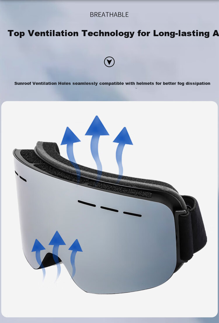 Angelamiao Polarized Double-Layer Anti-Fog Snow Goggles, Frameless, Suitable for Myopia, Windproof, Sandproof, Breathable, Outdoor Hiking, Skiing And Snowboarding Protective Eyewear 10