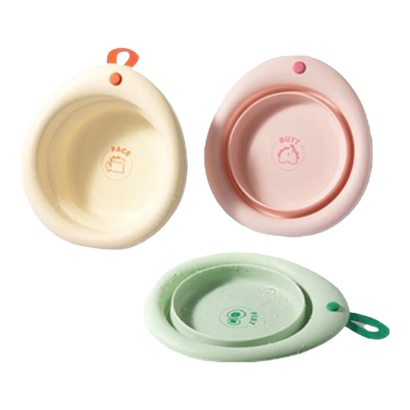 Babycare Foldable Baby Washbasin Set for Home Use - 3-Piece Set for Face Washing, Foot Washing, And Bottom Cleaning