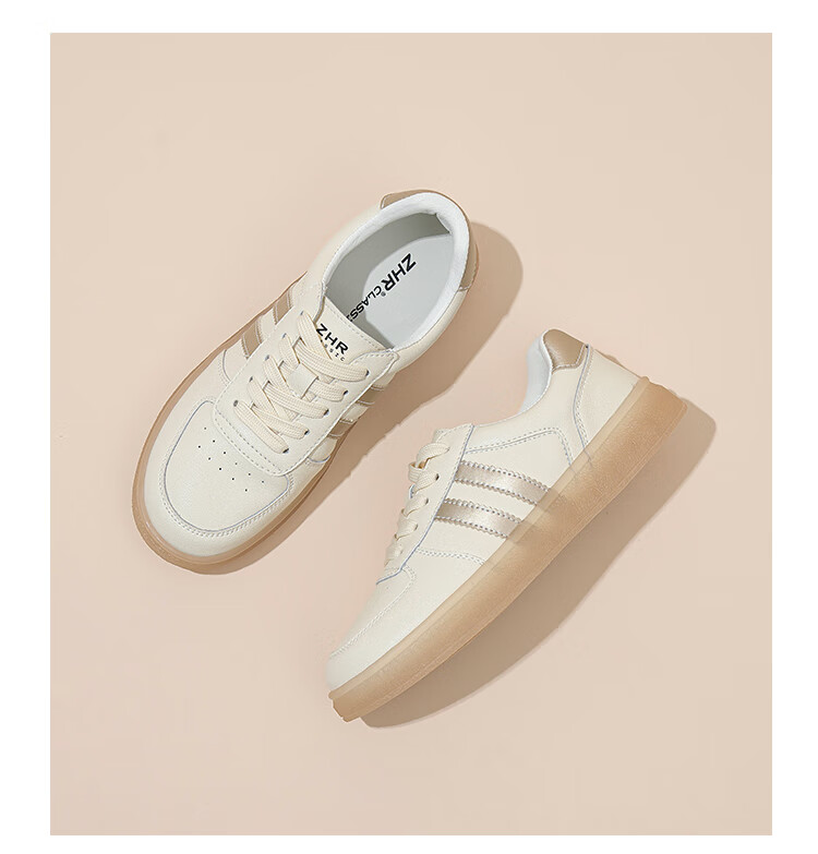 ZHR Women's White Sneakers, New Lightweight Soft-Soled Shoes, Fashionable Versatile Genuine Leather Casual Shoes for Women, ES56, White Silver, Size 38 15