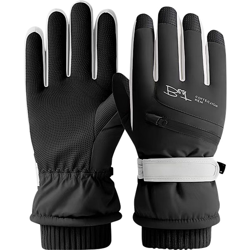 Jian Cai Ski Gloves Men Autumn Winter Fleece Thickened Water-Repellent Touchscreen Outdoor Sports Cold-Resistant Warm Cotton Gloves Women
