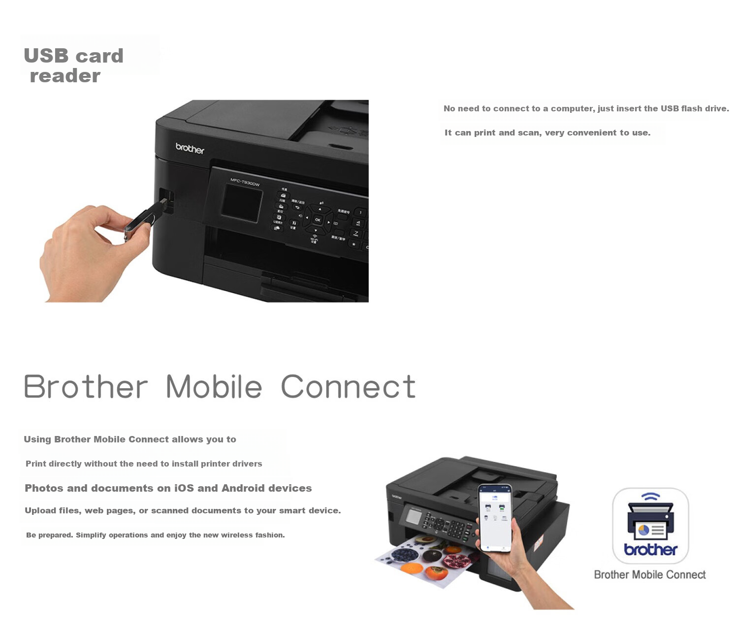 Brother MFC-T930DW, Compact Cube Ink Tank All-In Printer with Built-In Ink Supply, Color Printing, Duplex Printing, Wireless Network Connection, And Mini-Program Printing 2