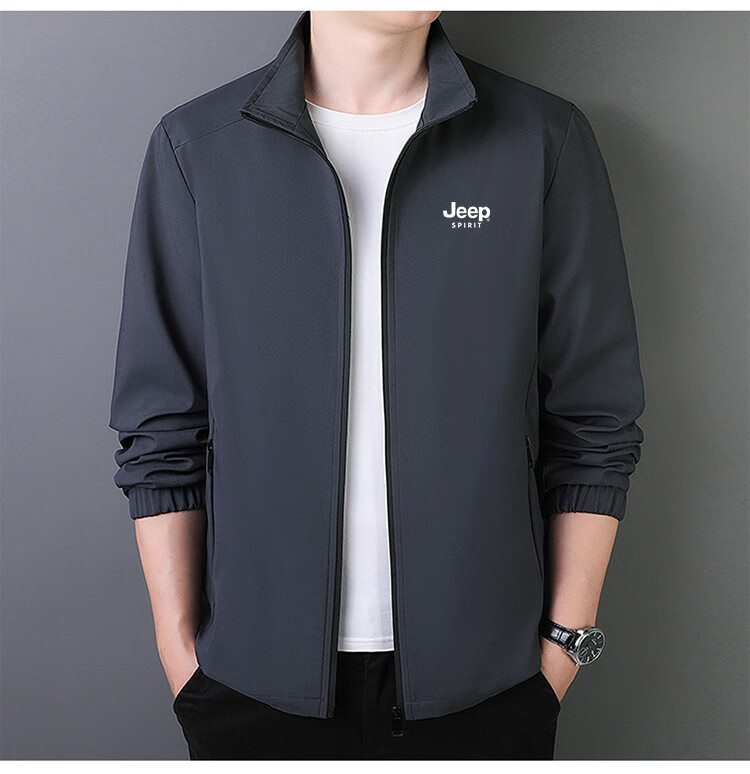 JEEP SPIRIT Men's Autumn Winter Fleece-Lined Casual Stand Collar Jacket Dark Blue Fleece-Lined 2XL 8