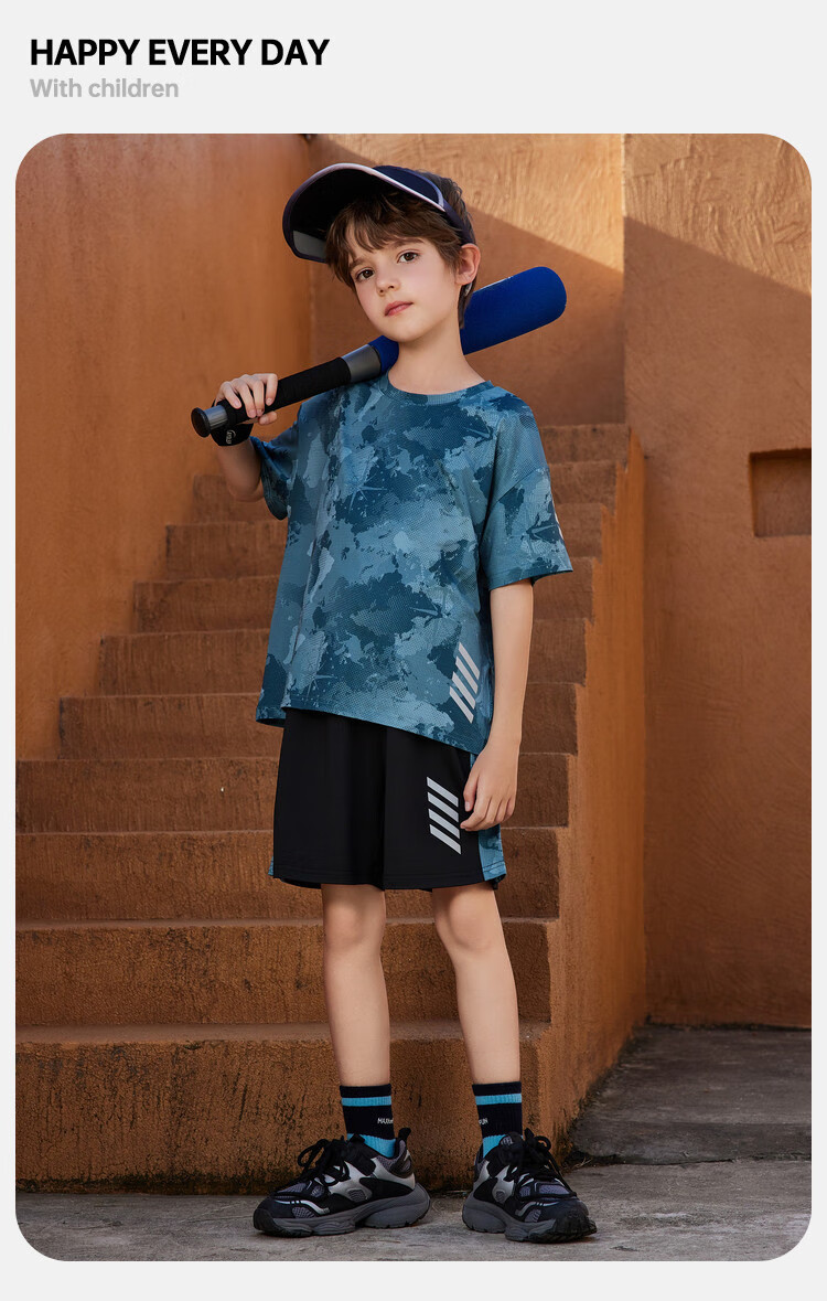 ASK JUNIOR Children's Clothing Set, Boys' Summer Thin Breathable Short-Sleeve T-Shirt And Shorts, Sports Running Two-Piece Set, Tennis Outfit 8