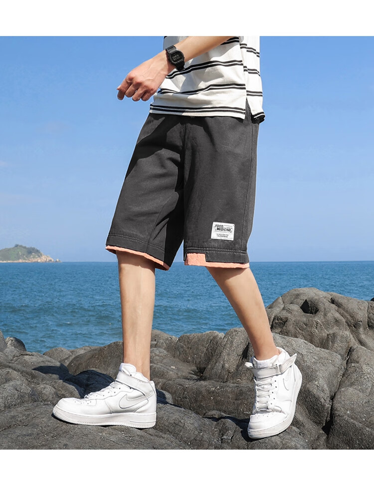 ROMON Pure Cotton Shorts, Men's Loose-Fitting Casual Sports Capri Pants, Men's Clothing, Gray 2XL 8