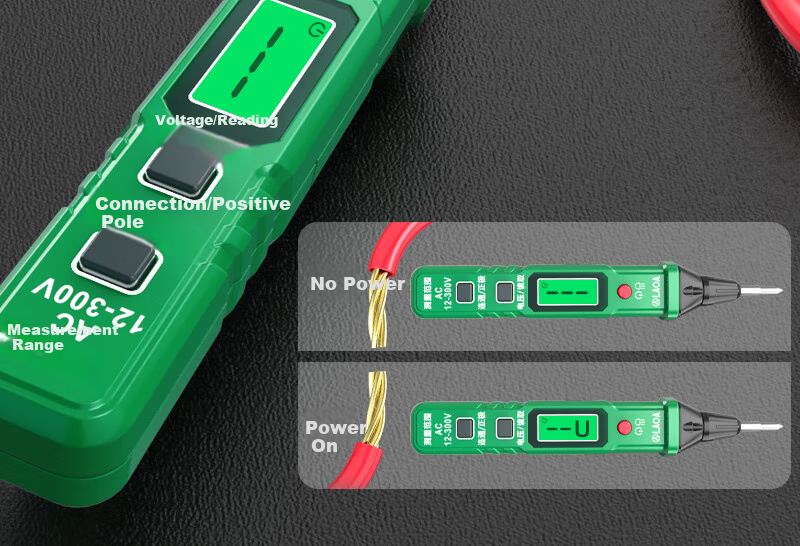 LAOA Digital Display Voltage Tester, Smart Test Pen with Replaceable Heads, Eleven-Character Voltage Tester LA824300 11