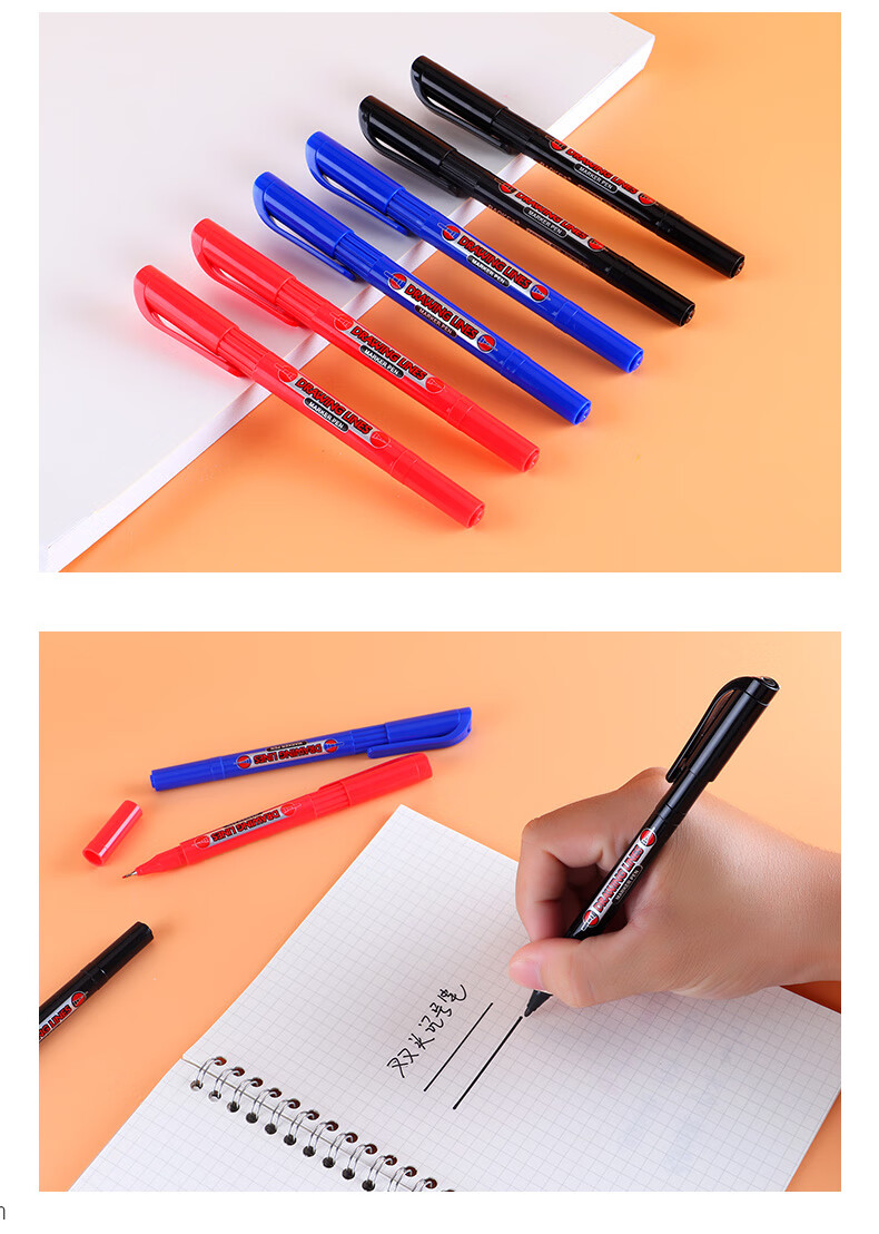 BAOKE MP2920 Oil-Based Dual-Ended Liner Pen Red 12pcs/Box 11