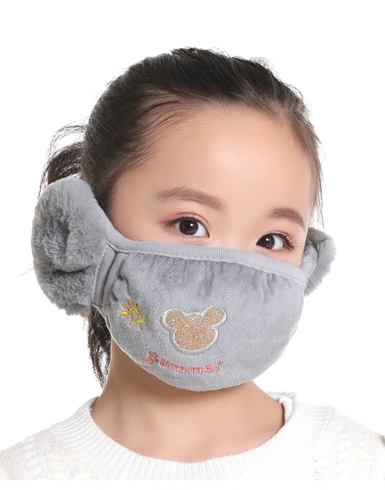 Adandyish Cartoon Green Hanging Ear Mask for Children, Autumn And Winter Windproof Warm Cycling Dust-Proof Cold-Resistant Thickened Protective Ear Covers 11