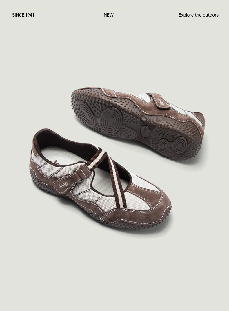 Jeep French Mary Jane Shoes for Women, Spring And Autumn Retro Casual Leather Shoes, Non-Slip Shallow Mouth Flat Single Shoes, Gray, Size 40 13