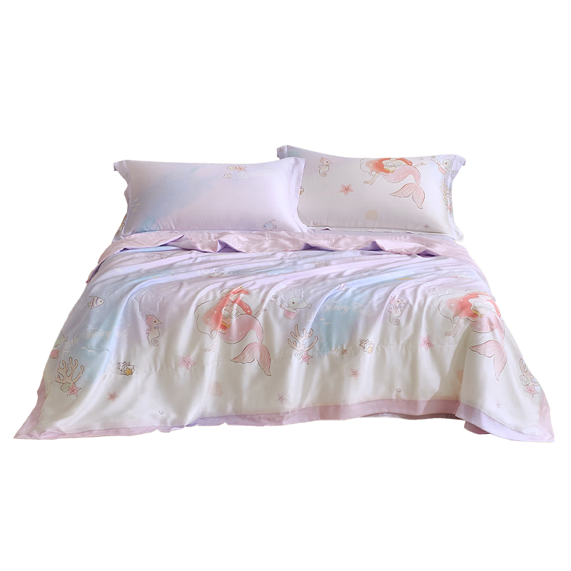 Luolaikids Class A Tencel Mulberry Silk Comforter, Washable Air Conditioning Quilt, Summer Cool Quilt, Double Size 200*230cm, Purple