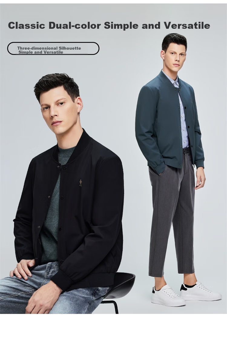 DANCING WOLVES [Custom Lining] Commuter Baseball Jacket, Easy-Care Men's Outerwear, 103 Gray Blue, M (170) 4