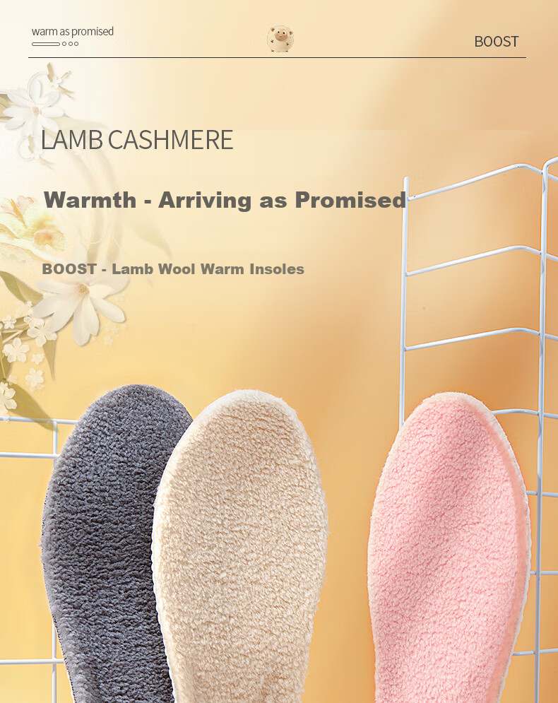 RENBEN 2 Pairs Warm Fleece-Lined Sports Insoles for Men And Women, Winter Cotton Cold-Proof 6019R Beige Size 39-40 1
