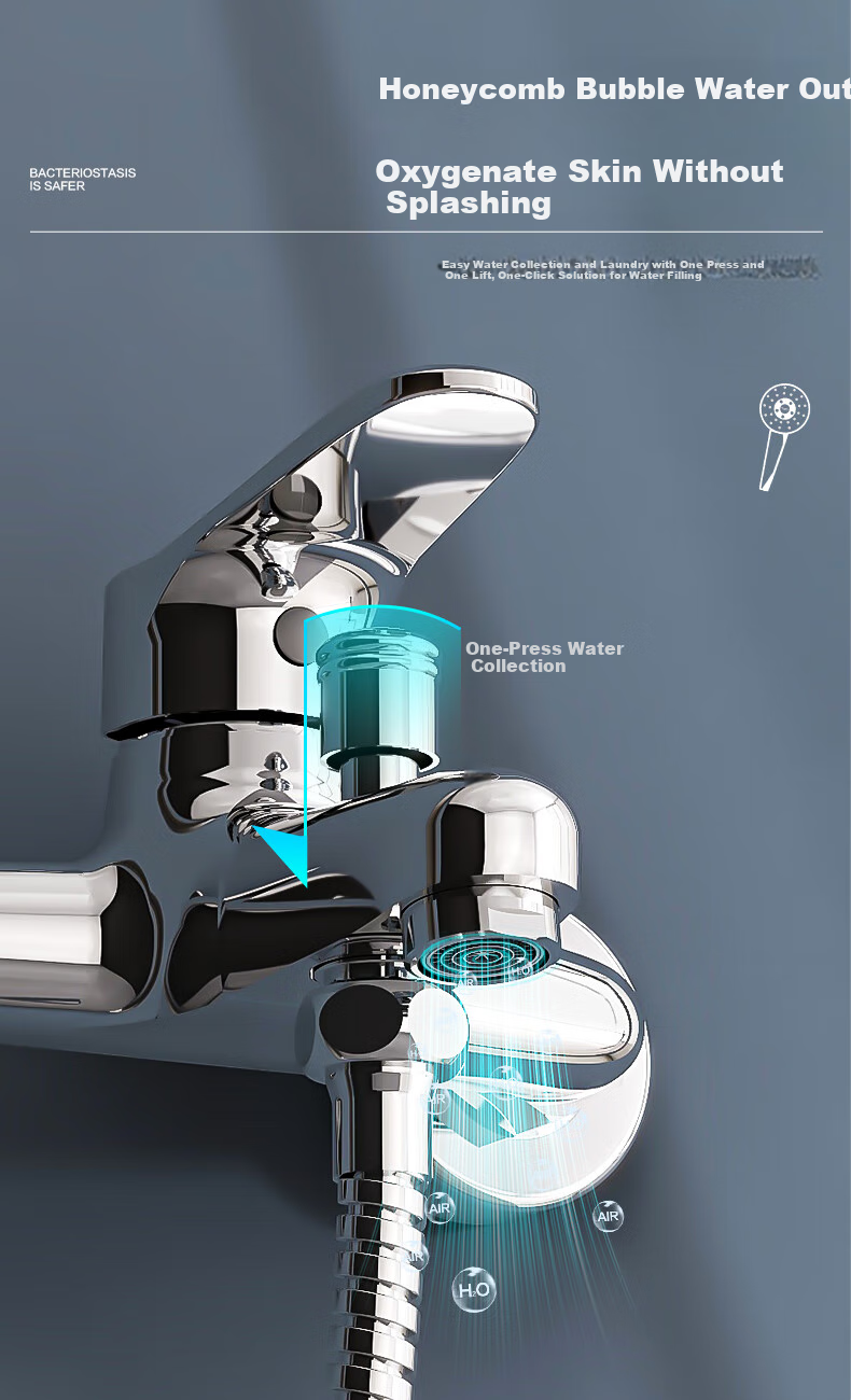 FAENZA Bathroom Simple Shower Head, Bathtub Copper Faucet, Rain Shower Spray, Multi-Position Water Output, FE05H102CP-3 9